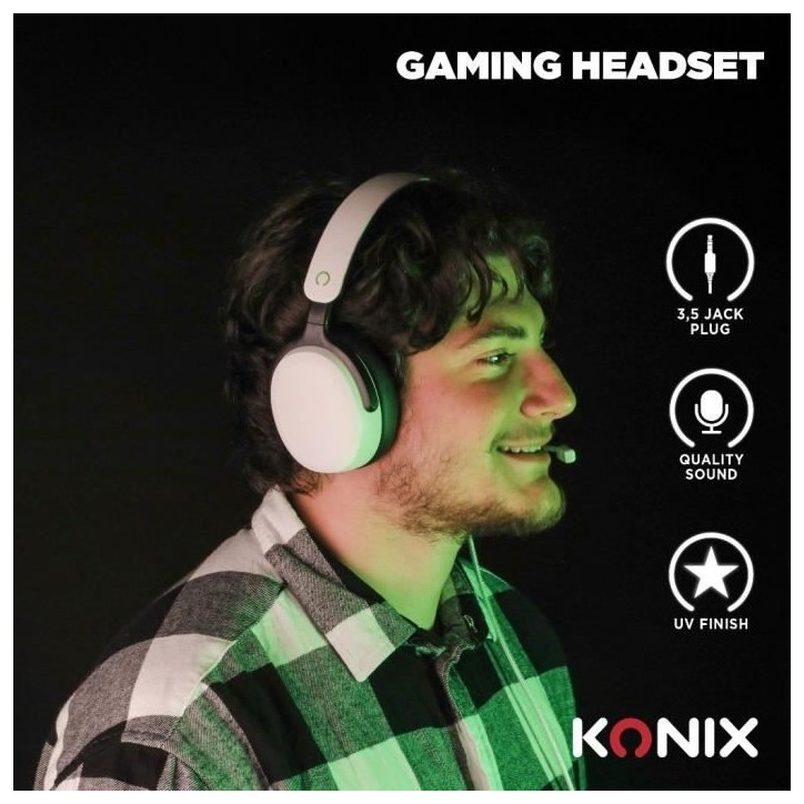 Casque gaming circum-aural filaire - KONIX - Nexus Xbox Series X|S - Haut-parleurs 40 mm - Microphone - Jack 3.5 mm - Câble 1,5 Casque gaming circum-aural filaire - KONIX - Nexus Xbox Series X|S - Haut-parleurs 40 mm - Microphone - Jack 3.5 mm - Câble 1,5