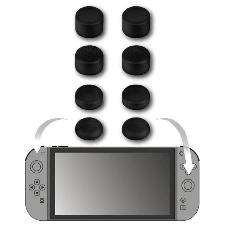 Pack de 8 appuie-pouces pour joysticks - KONIX - Joy-Con Nintendo Switch 2 - Hauteur ajustable - Noir Pack de 8 appuie-pouces pour joysticks - KONIX - Joy-Con Nintendo Switch 2 - Hauteur ajustable - Noir