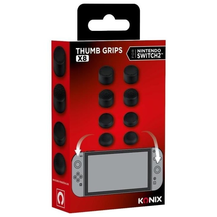 Pack de 8 appuie-pouces pour joysticks - KONIX - Joy-Con Nintendo Switch 2 - Hauteur ajustable - Noir Pack de 8 appuie-pouces pour joysticks - KONIX - Joy-Con Nintendo Switch 2 - Hauteur ajustable - Noir