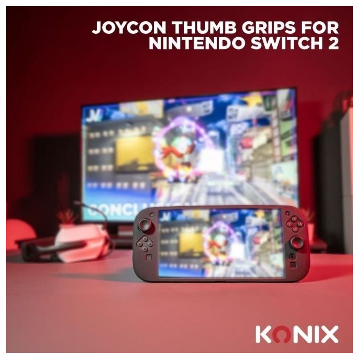 Pack de 8 appuie-pouces pour joysticks - KONIX - Joy-Con Nintendo Switch 2 - Hauteur ajustable - Noir Pack de 8 appuie-pouces pour joysticks - KONIX - Joy-Con Nintendo Switch 2 - Hauteur ajustable - Noir