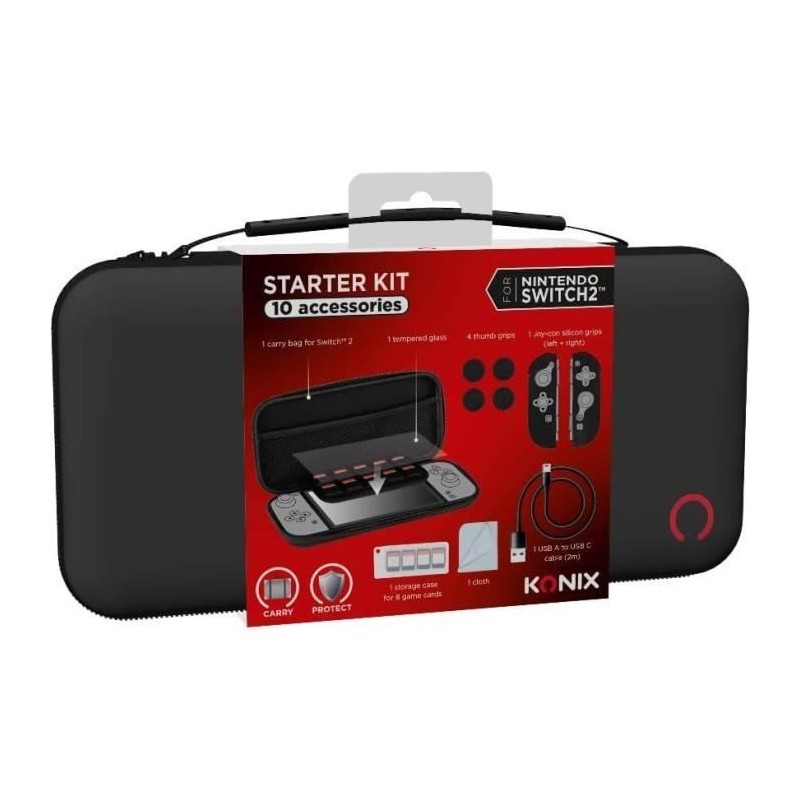 Pack d'accessoires gaming - KONIX - Nintendo Switch 2 - Housse - 4 app