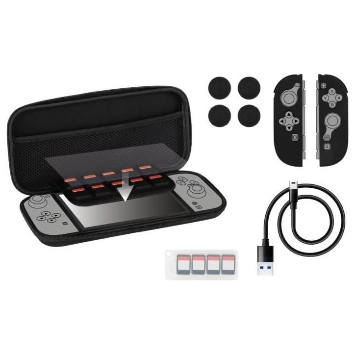 Pack d'accessoires gaming - KONIX - Nintendo Switch 2 - Housse - 4 appuie-pouces - Verre trempé - Boîtier 9 jeux - Écouteurs Pack d'accessoires gaming - KONIX - Nintendo Switch 2 - Housse - 4 appuie-pouces - Verre trempé - Boîtier 9 jeux - Écouteurs
