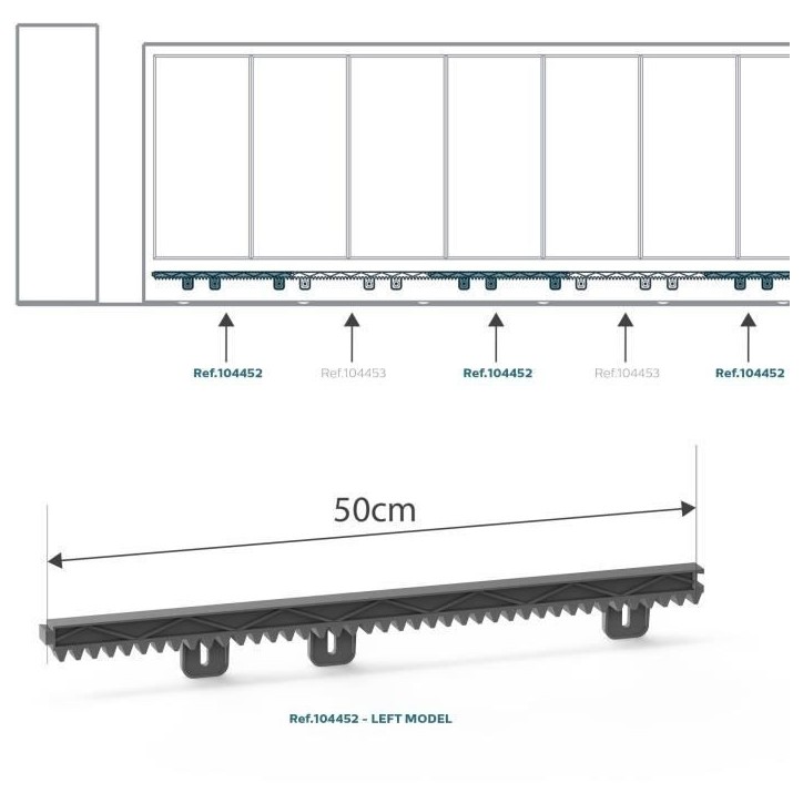 Crémaillere supplémentaire droite ou gauche - AVIDSEN - Pour portail coulissant - Nylon renforcé - 50 cm Crémaillere supplémentaire droite ou gauche - AVIDSEN - Pour portail coulissant - Nylon renforcé - 50 cm