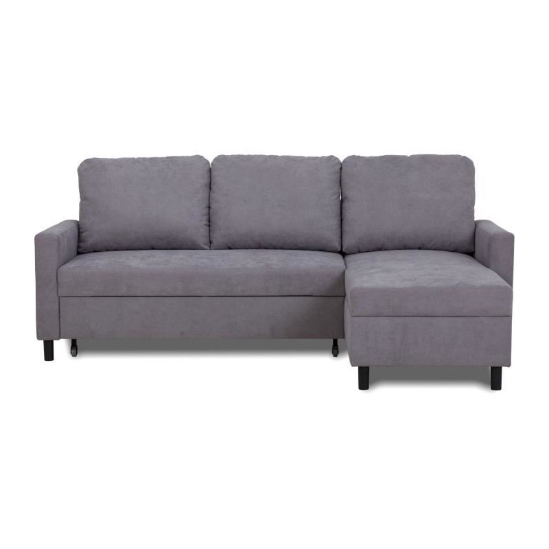 Canapé d'angle convertible - 4 places - AYA - Tissu Gris - Coffre - 2 Canapé d'angle convertible - 4 places - AYA - Tissu Gris - Coffre - 2
