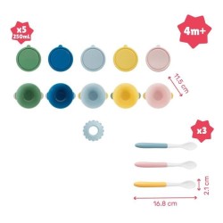 BADABULLE Lot de 5 bols bébé antidérapants 330ml, couvercles hermé