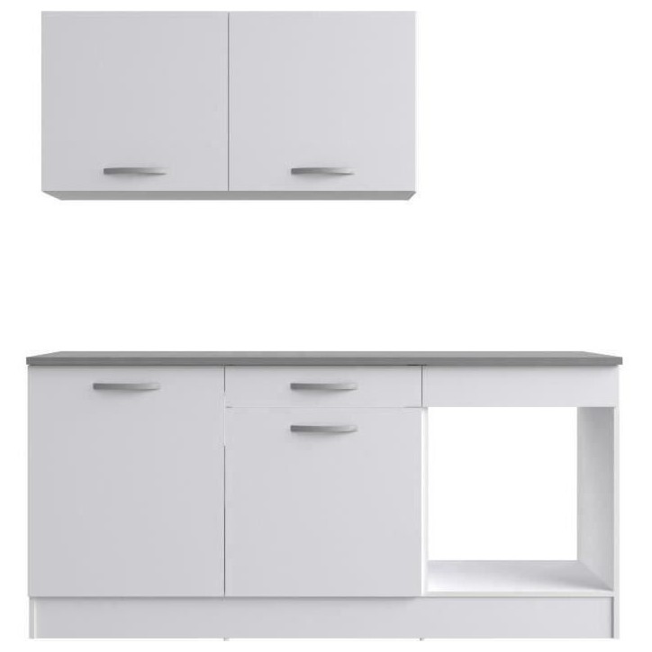 Cuisine complete OSLO - L 180cm - Blanc Mat - Plan de travail inclus