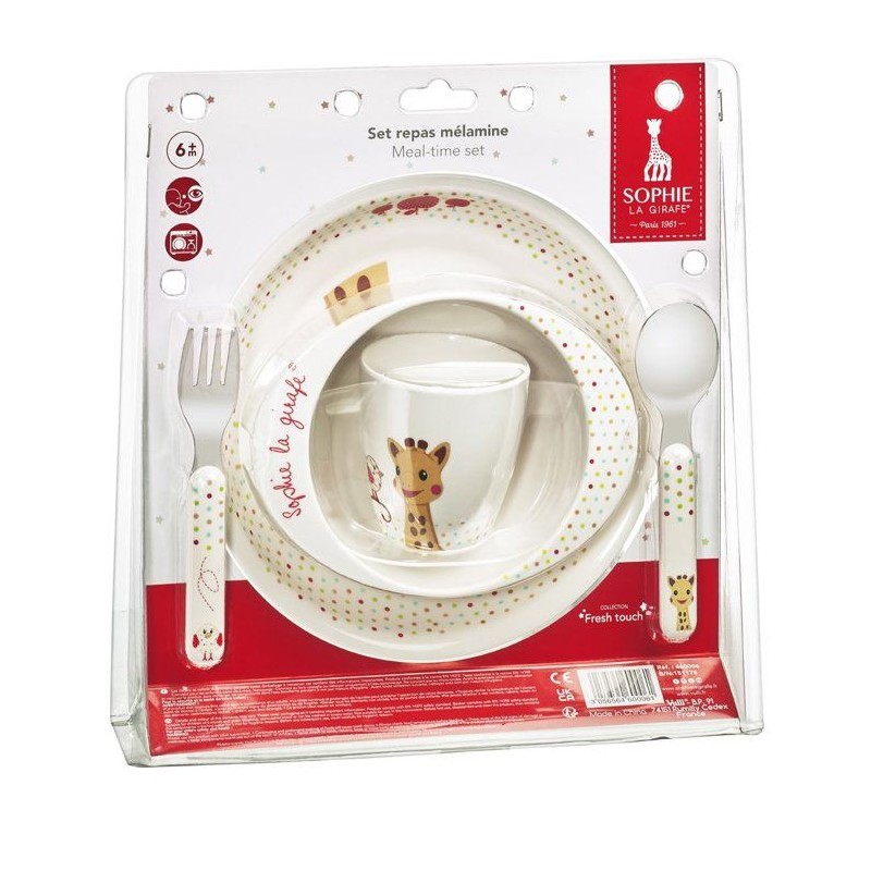 Set repas - SOPHIE LA GIRAFE - Version Kiwi - Assiette - Bol - Gobelet