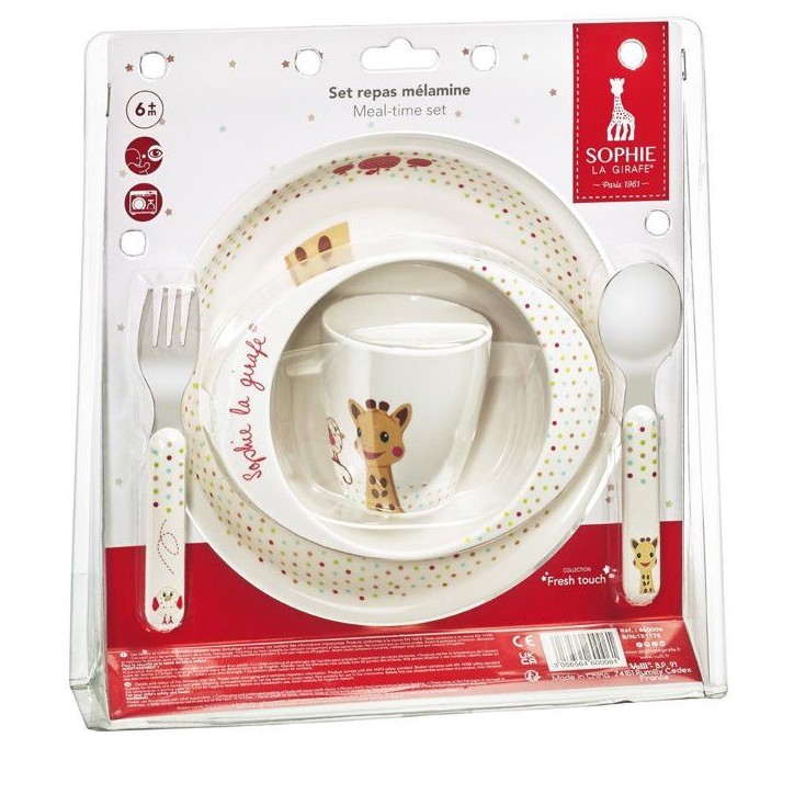 Set repas - SOPHIE LA GIRAFE - Version Kiwi - Assiette - Bol - Gobelet - Couverts bébé Set repas - SOPHIE LA GIRAFE - Version Kiwi - Assiette - Bol - Gobelet - Couverts bébé