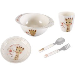Set repas - SOPHIE LA GIRAFE - Version Kiwi - Assiette - Bol - Gobelet