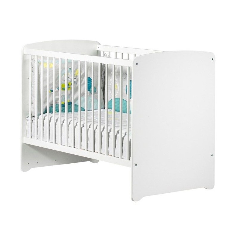Lit bébé - 120 x 60 cm - Babyprice Basic - En bois blanc Lit bébé - 120 x 60 cm - Babyprice Basic - En bois blanc