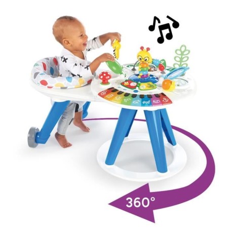 BABY EINSTEIN Table d'activités pour bébé trotteur évolutif 4-en-1 Pivotant a 360° sécurisé, Cadeau Noel bébé, piano, m