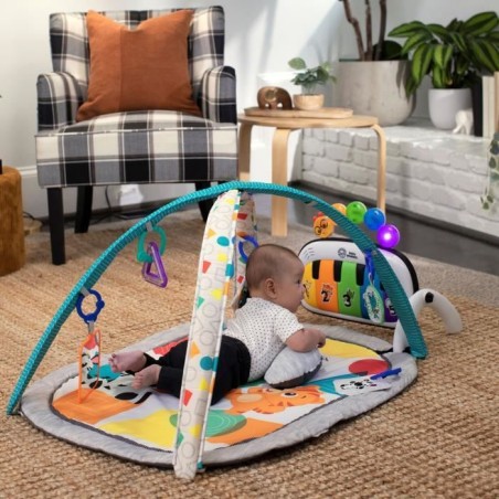 BABY EINSTEIN Kickin' Tunes Tapis de sol éveil bébé évolutif, 4-en-1, jouet piano amovible, arche, Cadeau Noel bébé, multi