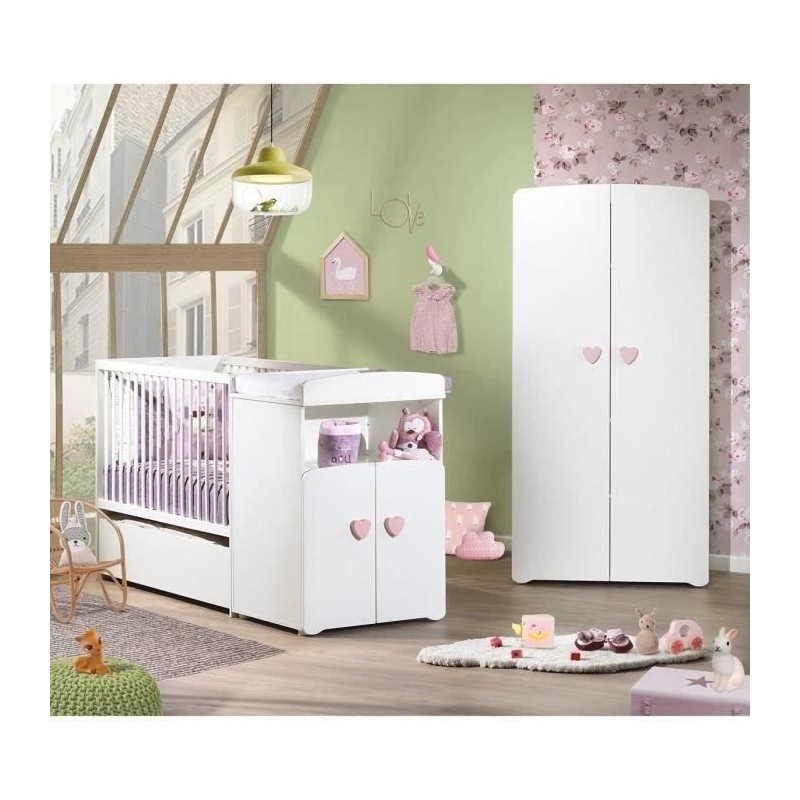 Lit bébé combiné évolutif - BABY PRICE - Basic - Blanc - Bouton co Lit bébé combiné évolutif - BABY PRICE - Basic - Blanc - Bouton co
