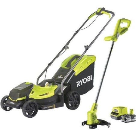 Tondeuse sans fil + coupe-bordure RYOBI One+ RLM18X33B40, 18V, l.33cm,