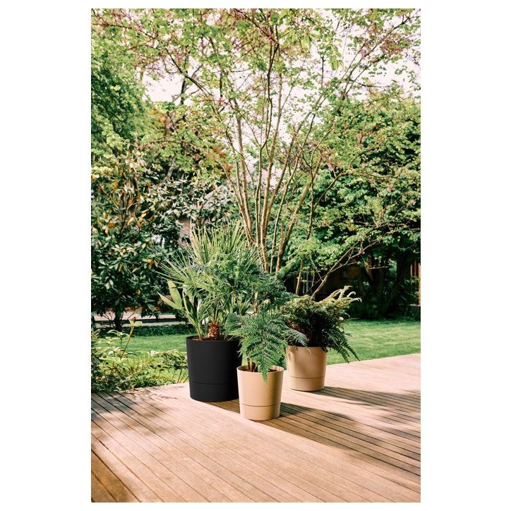 Pot de fleur rond - ELHO - Foss Rond 35 - 21 L - L 35 x B 34.5 x H 34 cm - Beige - Extérieur