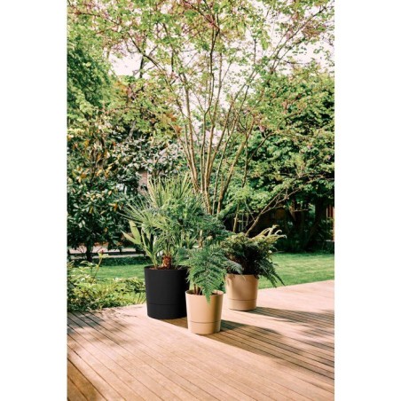 Pot de fleur rond - ELHO - Foss Rond 43 - 39 L - Ø 43 x H 43 cm - Noir - Extérieur