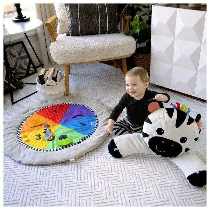 BABY EINSTEIN ZEN LE ZEBRE Tapis d'éveil arche de jeu en bois, jouets multisensoriels, miroir STEAM, Cadeau Noel bébé 0M+