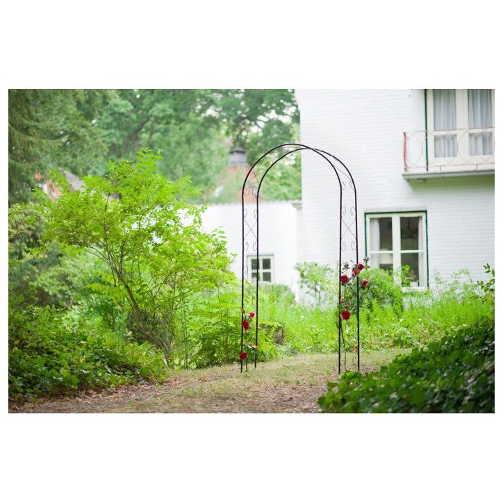 Pergola arche - NATURE - Métal - 112,5 x 39,5 x 231 cm - Noir - Décor volutes Pergola arche - NATURE - Métal - 112,5 x 39,5 x 231 cm - Noir - Décor volutes
