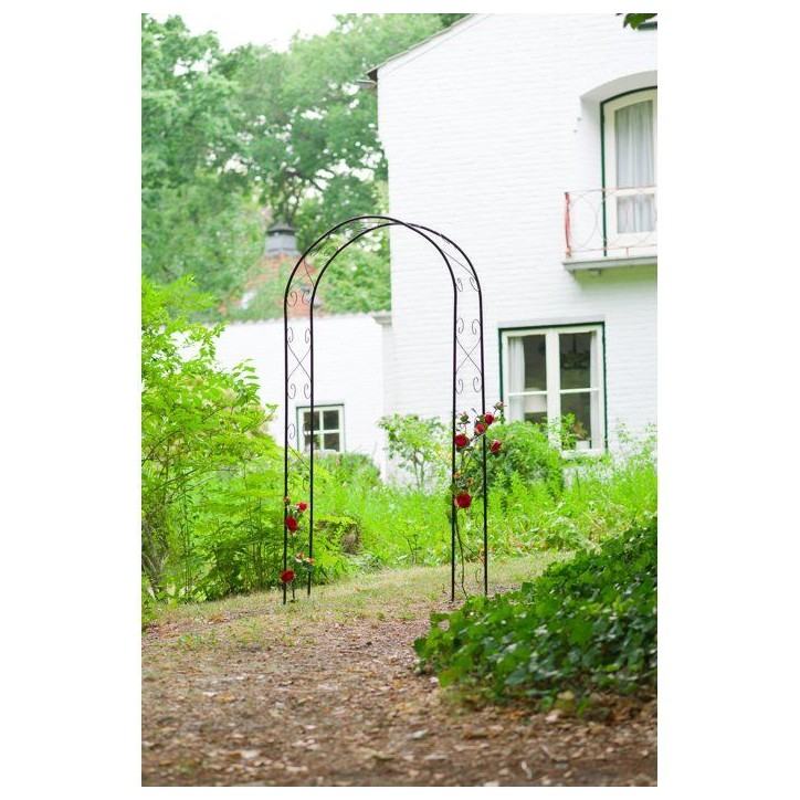 Pergola arche - NATURE - Métal - 112,5 x 39,5 x 231 cm - Noir - Décor volutes Pergola arche - NATURE - Métal - 112,5 x 39,5 x 231 cm - Noir - Décor volutes