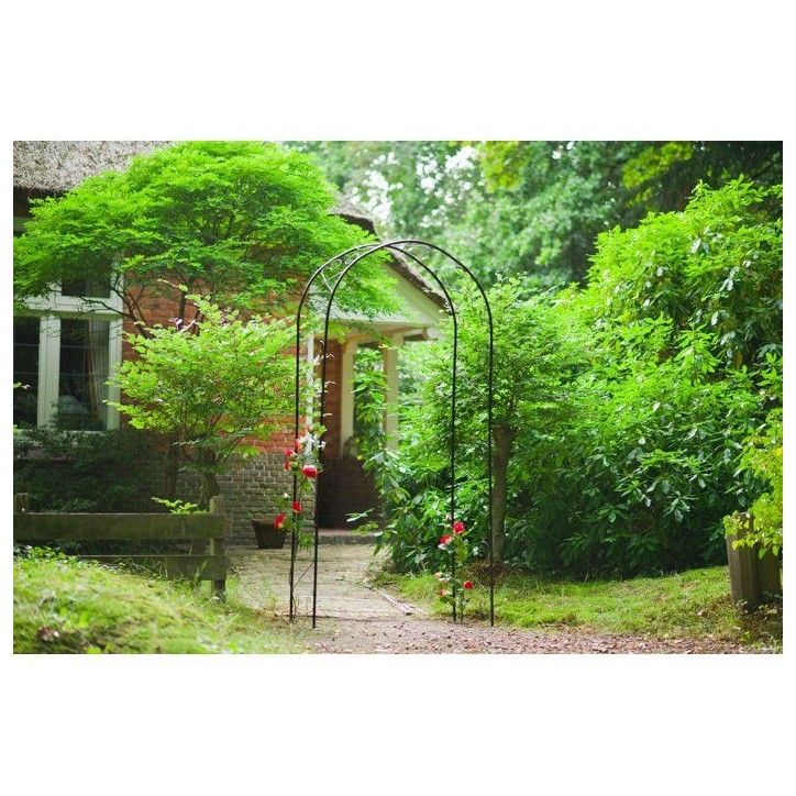Pergola arche - NATURE - Métal - 112,5 x 39,5 x 231 cm - Noir - Décor volutes Pergola arche - NATURE - Métal - 112,5 x 39,5 x 231 cm - Noir - Décor volutes