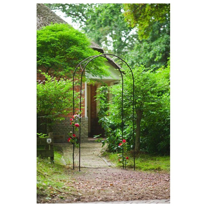 Pergola arche - NATURE - Métal - 112,5 x 39,5 x 231 cm - Noir - Décor volutes Pergola arche - NATURE - Métal - 112,5 x 39,5 x 231 cm - Noir - Décor volutes