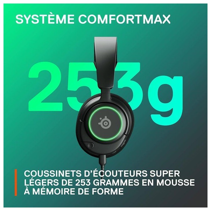 Casque-micro gaming premium filaire - STEELSERIES - Arctis Nova 3 - RGB - Multiplateforme - Noir Casque-micro gaming premium filaire - STEELSERIES - Arctis Nova 3 - RGB - Multiplateforme - Noir