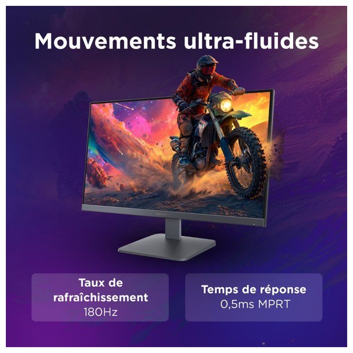 Ecran PC Gamer LENOVO LOQ 27Q-10 - 27 - FHD - 200Hz - Dalle IPS - 0,5ms - HDR10 - AMD FreeSync Premium