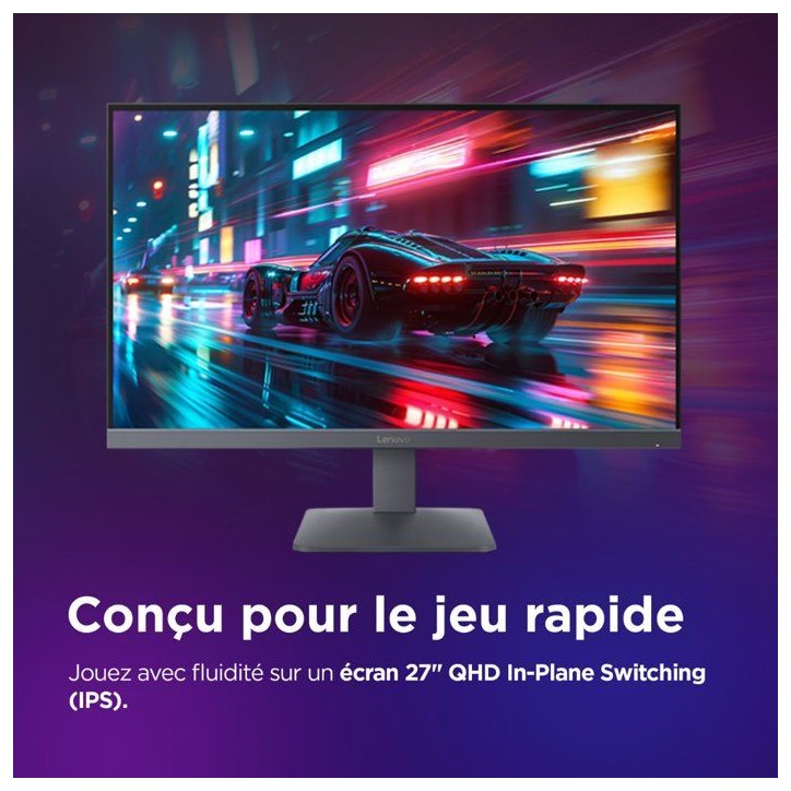 Ecran PC Gamer LENOVO LOQ 27Q-10 - 27 - FHD - 200Hz - Dalle IPS - 0,5ms - HDR10 - AMD FreeSync Premium