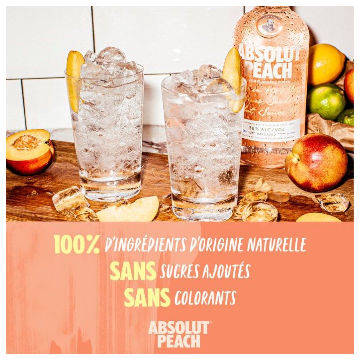 Absolut - Peche - Vodka aromatisée - 38,0 % Vol. - 70cl