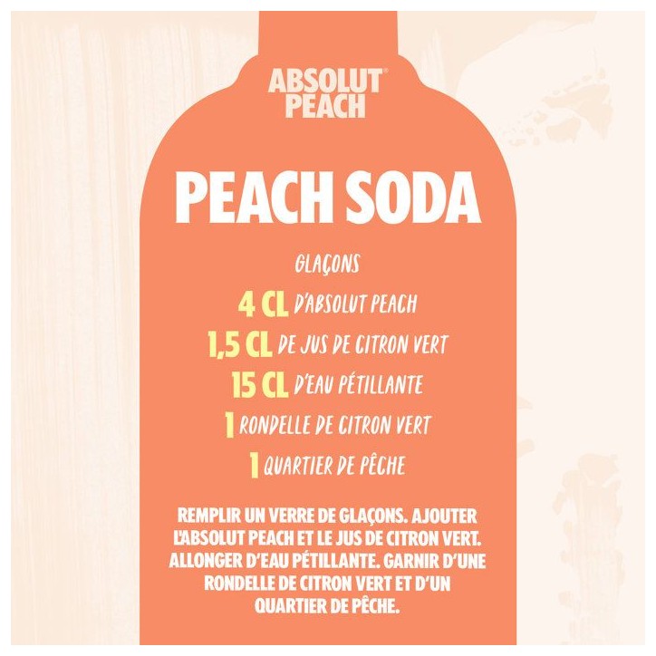 Absolut - Peche - Vodka aromatisée - 38,0 % Vol. - 70cl