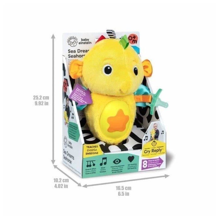BABY EINSTEIN Veilleuse bébé, Doudou hippocampejaune, réponds au pleurs de bébé, musicale, lumineuse, bruits blanc, attache BABY EINSTEIN Veilleuse bébé, Doudou hippocampejaune, réponds au pleurs de bébé, musicale, lumineuse, bruits blanc, attache