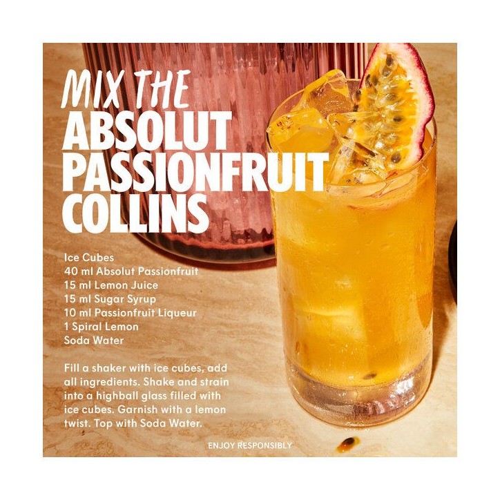 Absolut - Passionfruit - Vodka aromatisée - 38,0 % Vol. - 70cl