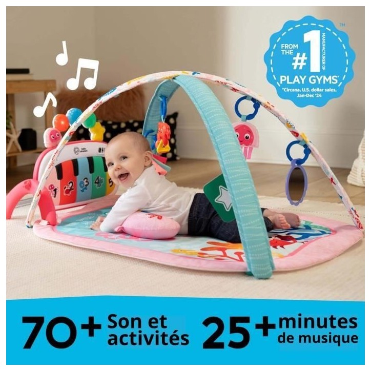 BABY EINSTEIN Tapis de sol éveil bébé fille évolutif 4-en-1 -Kickin' Tunes- jouet piano, arche jouets sensoriels, multilingu BABY EINSTEIN Tapis de sol éveil bébé fille évolutif 4-en-1 -Kickin' Tunes- jouet piano, arche jouets sensoriels, multilingu