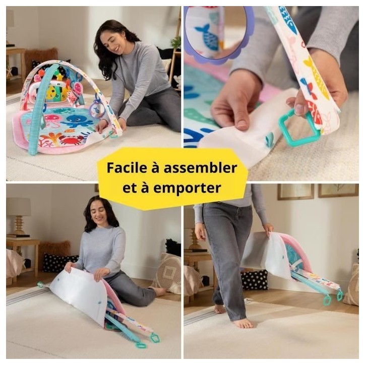 BABY EINSTEIN Tapis de sol éveil bébé fille évolutif 4-en-1 -Kickin' Tunes- jouet piano, arche jouets sensoriels, multilingu BABY EINSTEIN Tapis de sol éveil bébé fille évolutif 4-en-1 -Kickin' Tunes- jouet piano, arche jouets sensoriels, multilingu