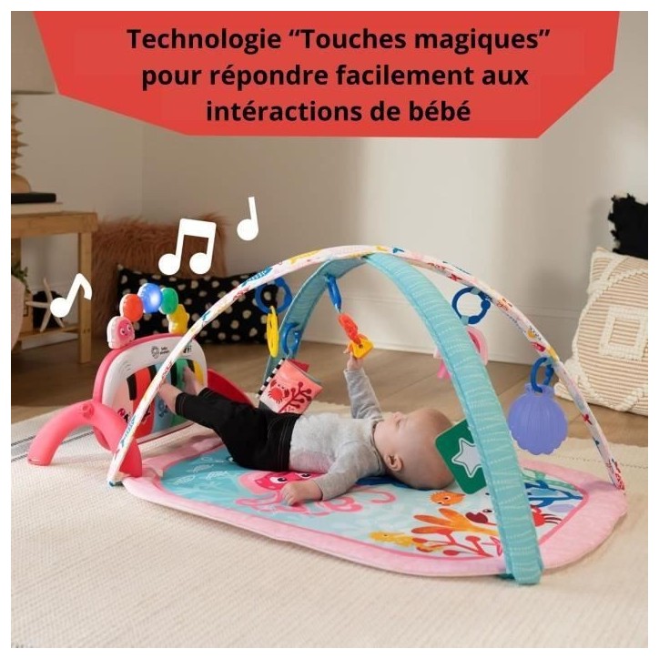 BABY EINSTEIN Tapis de sol éveil bébé fille évolutif 4-en-1 -Kickin' Tunes- jouet piano, arche jouets sensoriels, multilingu BABY EINSTEIN Tapis de sol éveil bébé fille évolutif 4-en-1 -Kickin' Tunes- jouet piano, arche jouets sensoriels, multilingu
