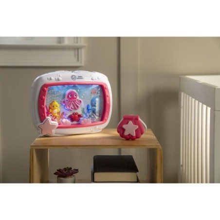 BABY EINSTEIN Veilleuse bébé -Reves marins rose- Réglage 25 min lumiere, son, musique ou bruit de l'océan apaisantes, télé