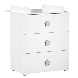 Commode a langer - Babyprice - Basic - 3 tiroirs - Blanche - Boutons