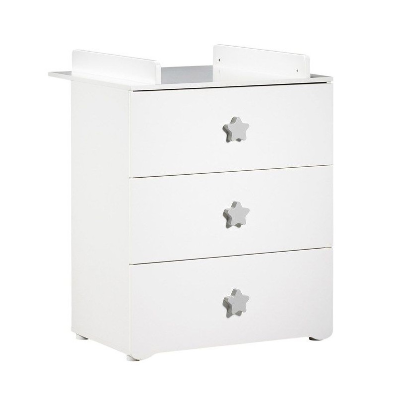 Commode a langer - Babyprice - Basic - 3 tiroirs - Blanche - Boutons Commode a langer - Babyprice - Basic - 3 tiroirs - Blanche - Boutons