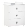 Commode a langer - Babyprice - Basic - 3 tiroirs - Blanche - Boutons