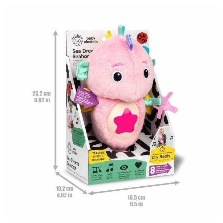 BABY EINSTEIN Veilleuse bébé, Doudou hippocampe rose, réponds au pleurs de bébé, musicale, lumineuse, bruits blanc, attache BABY EINSTEIN Veilleuse bébé, Doudou hippocampe rose, réponds au pleurs de bébé, musicale, lumineuse, bruits blanc, attache
