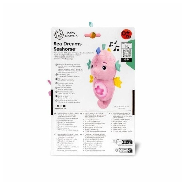 BABY EINSTEIN Veilleuse bébé, Doudou hippocampe rose, réponds au pleurs de bébé, musicale, lumineuse, bruits blanc, attache BABY EINSTEIN Veilleuse bébé, Doudou hippocampe rose, réponds au pleurs de bébé, musicale, lumineuse, bruits blanc, attache