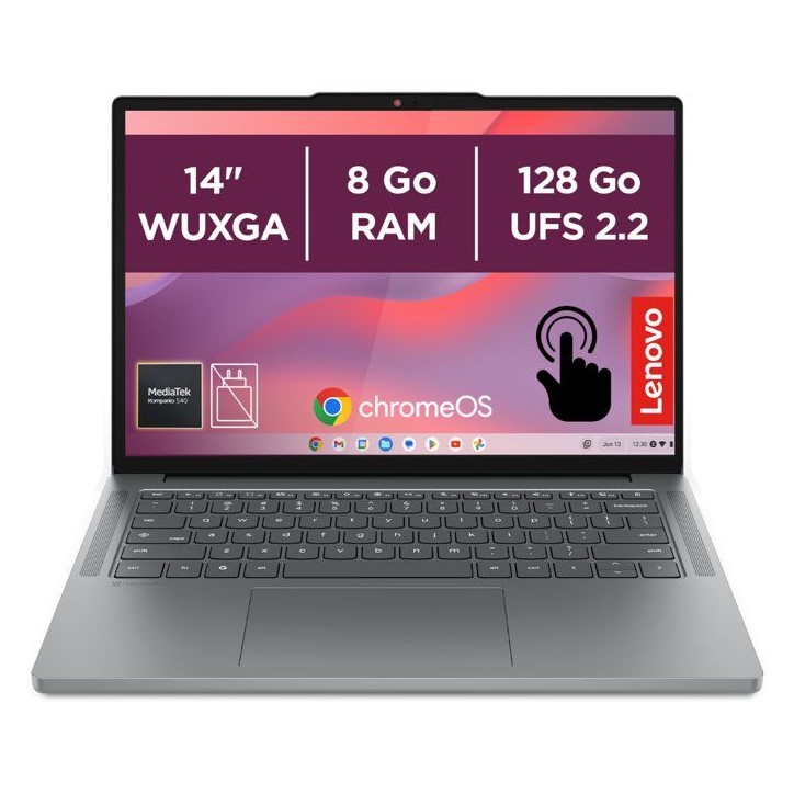 PC Portable Chromebook LENOVO 14M8911 | Chrome OS - 14 WUXGA Tactile - MTK 540 - RAM 8 Go - Stockage 128 Go - AZERTY PC Portable Chromebook LENOVO 14M8911 | Chrome OS - 14 WUXGA Tactile - MTK 540 - RAM 8 Go - Stockage 128 Go - AZERTY