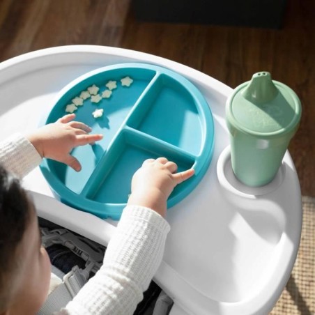 BABY EINSTEIN NEPTUNE Chaise haute bébé de 6 mois a 3 ans inclus: tapis d'eau, assiette sécurisé, tablette et poche de range