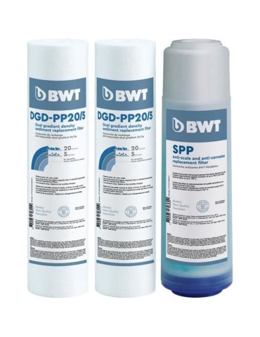Pack de 3 cartouches de remplacement anti-impuretés BWT DGD et antitartre PILODIPHOS