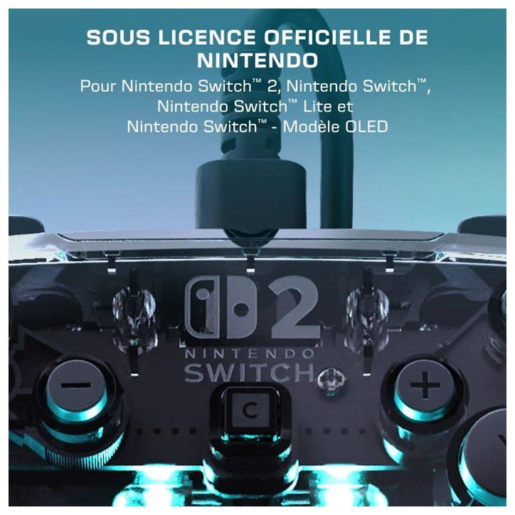 Manette de jeu - Nintendo Switch 2 - Afterglow - RGB - Filaire - Transparent - Turtle Beach Manette de jeu - Nintendo Switch 2 - Afterglow - RGB - Filaire - Transparent - Turtle Beach