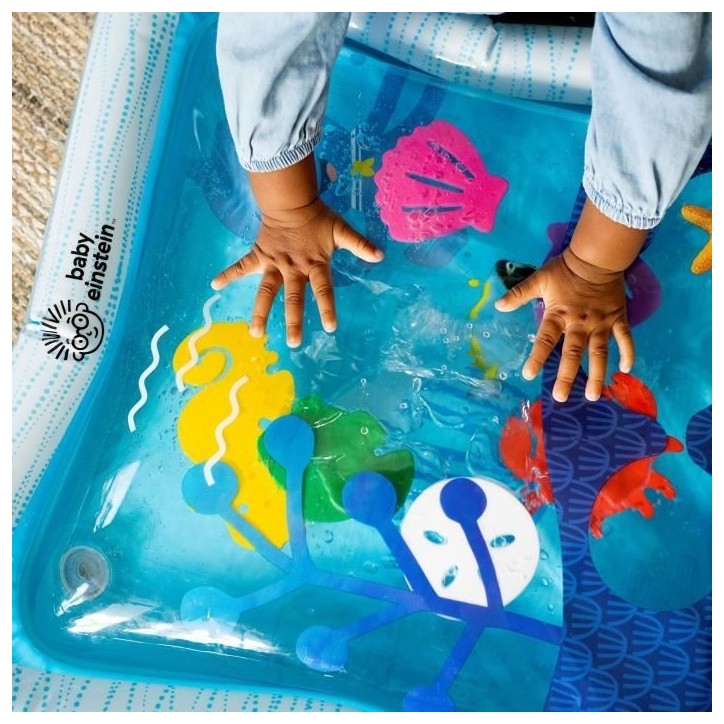 BABY EINSTEIN  Tapis d'eau bébé, jeu sensoriel et d'éveil?, gonflable, facile a nettoyer, pliable, jouets des la naissance