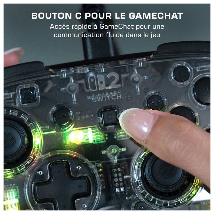 Manette de jeu - Nintendo Switch 2 - Afterglow - RGB - Filaire - Transparent - Turtle Beach Manette de jeu - Nintendo Switch 2 - Afterglow - RGB - Filaire - Transparent - Turtle Beach