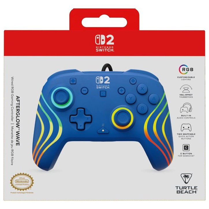 Manette Gaming filaire RGB - TURTLE BEACH - Afterglow Wave pour Nintendo Switch 2 - Bleu Manette Gaming filaire RGB - TURTLE BEACH - Afterglow Wave pour Nintendo Switch 2 - Bleu