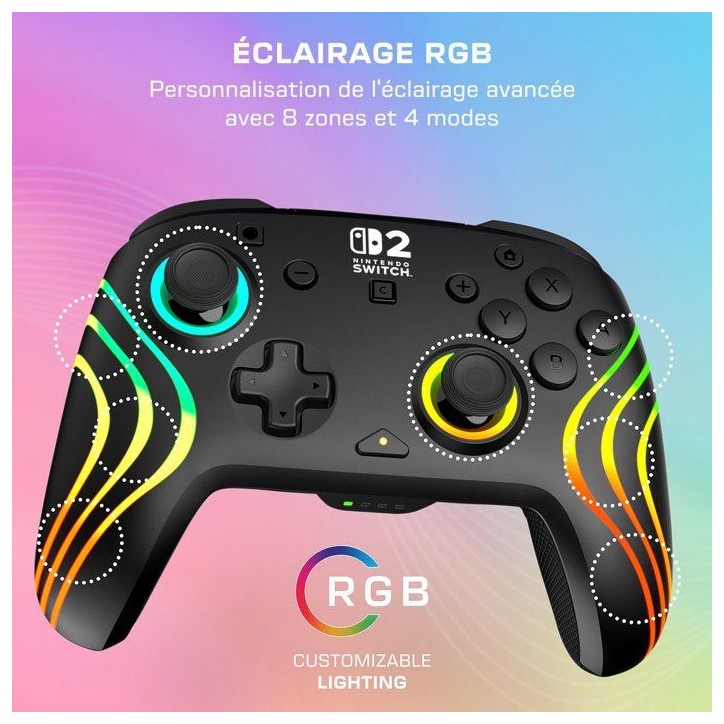 Manette de jeu - Nintendo Switch 2 - Afterglow Wave - RGB - Sans fil - Noir - Turtle Beach Manette de jeu - Nintendo Switch 2 - Afterglow Wave - RGB - Sans fil - Noir - Turtle Beach