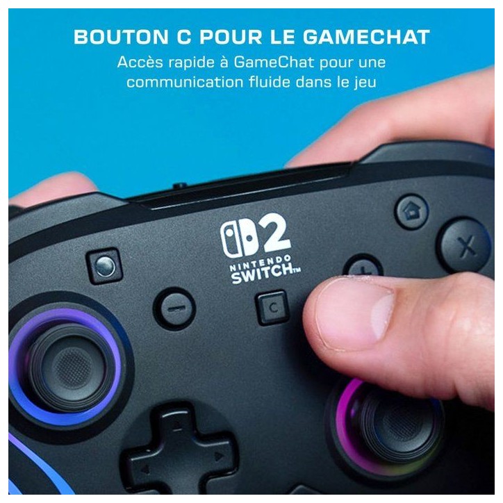 Manette de jeu - Nintendo Switch 2 - Afterglow Wave - RGB - Sans fil - Noir - Turtle Beach Manette de jeu - Nintendo Switch 2 - Afterglow Wave - RGB - Sans fil - Noir - Turtle Beach